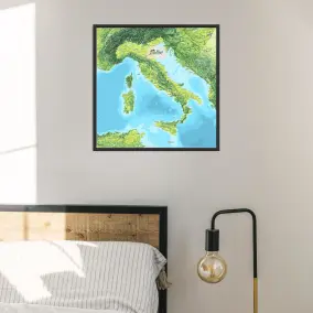 Italien-Landkarte als Poster im Jalma Design über einem Bett