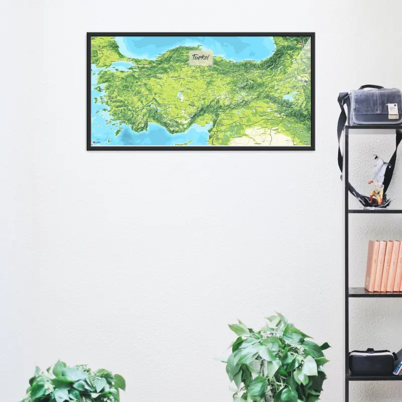 Türkei-Landkarte als Poster im Jalma Design neben einem Regal