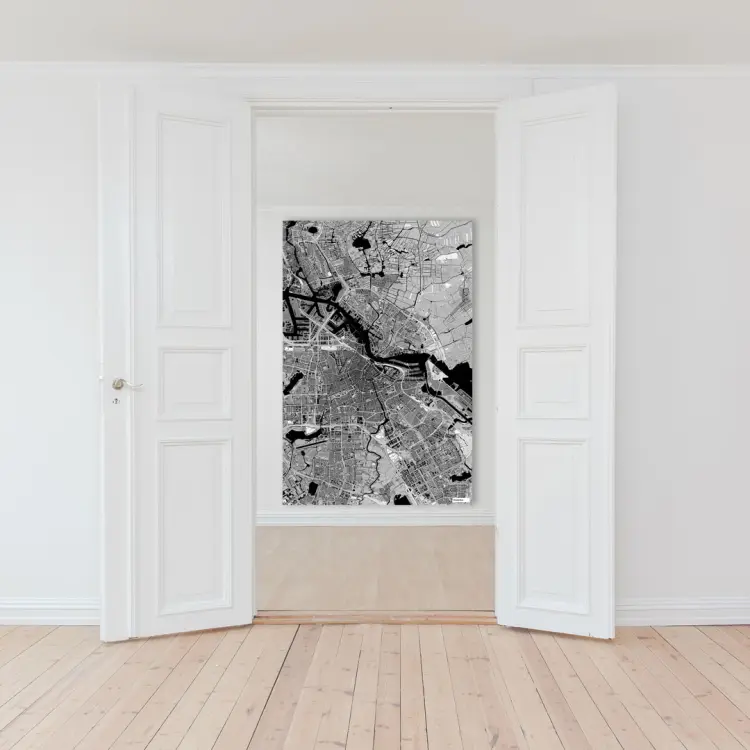 Kaia - schwarz-weiße Weltkarte Amsterdam