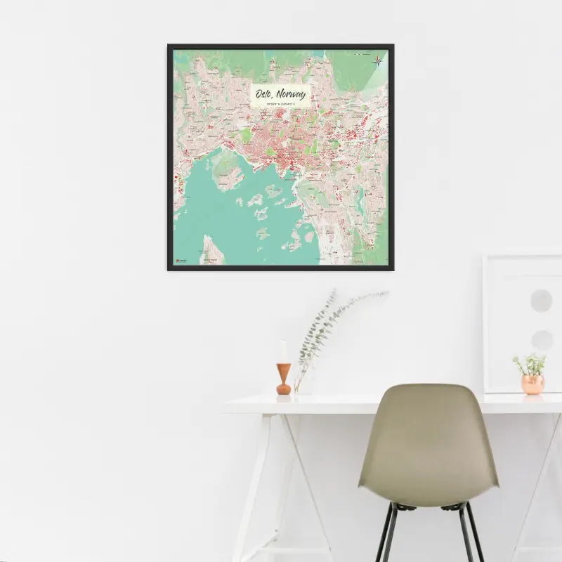 Oslo-Stadtkarte als Poster im Nani Design über einem Schreibtisch