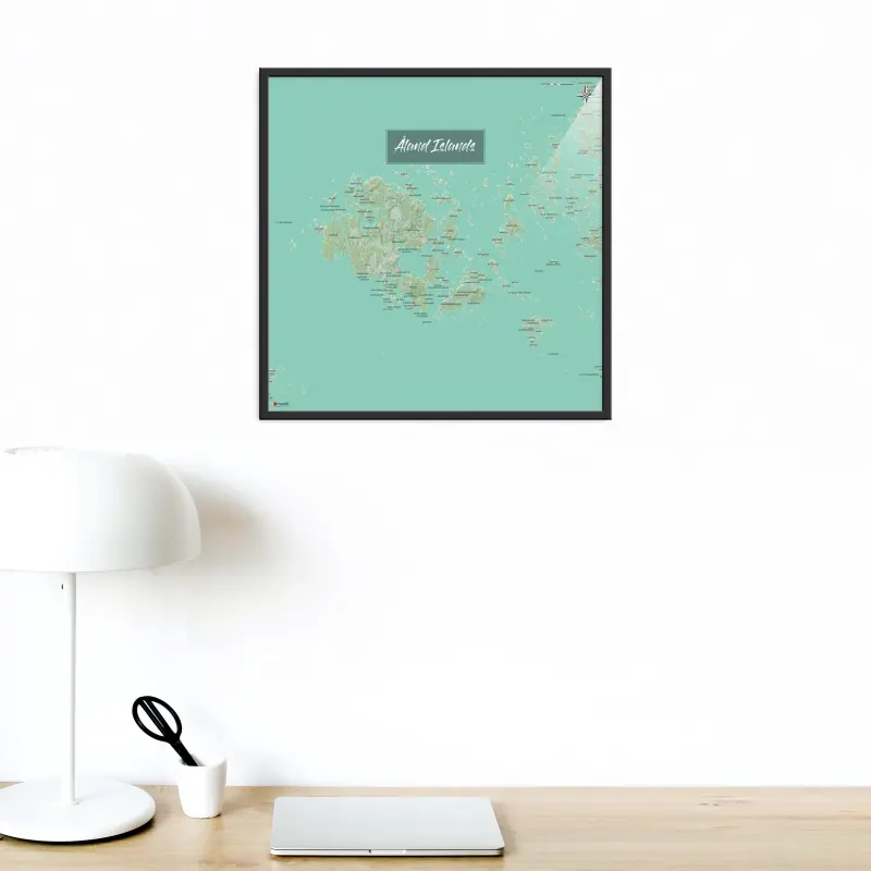 Aland-Landkarte als Poster im Nani Design in einem Büro