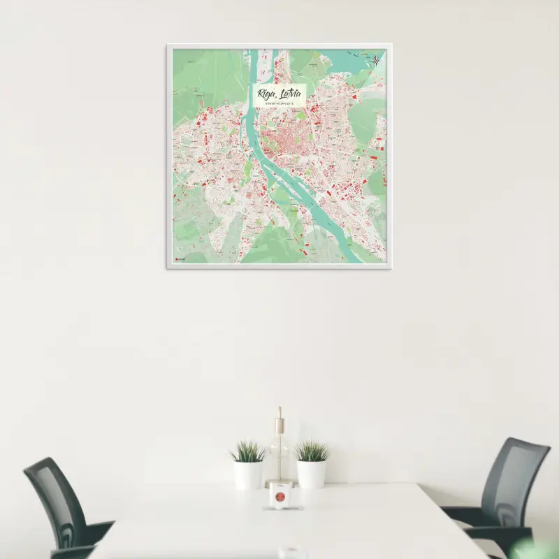 Riga-Stadtkarte als Poster im Nani Design in einem Besprechungsraum