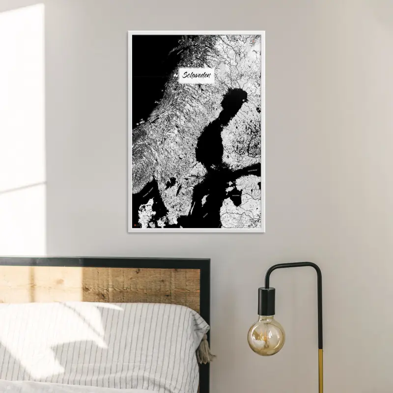 Schweden-Landkarte als Poster im Kaia Design über dem Bett