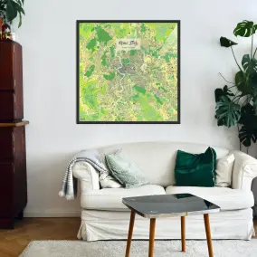 Rom-Stadtkarte als Poster im Jalma Design in einem Wohnzimmer mit einem Sofa