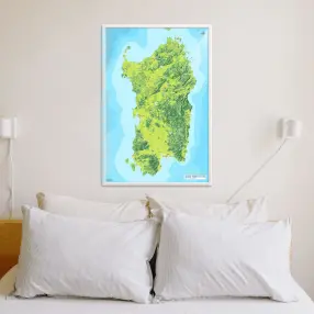 Sardinien-Landkarte als Poster im Jalma Design über Kissen