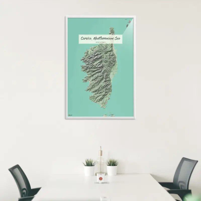 Korsika-Landkarte als Poster im Nani Design in einem Besprechungsraum