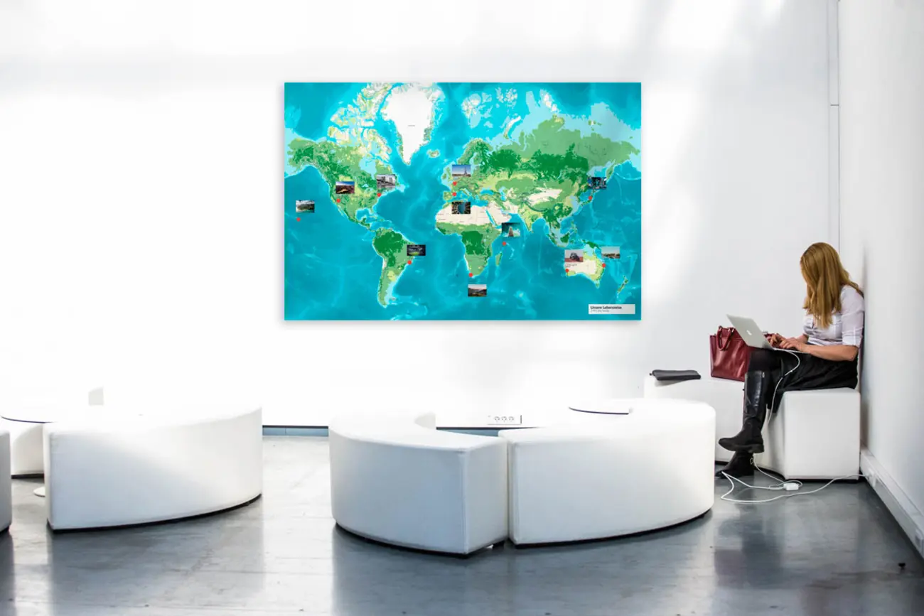 Landkarte der weltweiten Unternehmensstandorte oder eine Umgebungskarte - visualisieren Sie Ihr Unternehmen