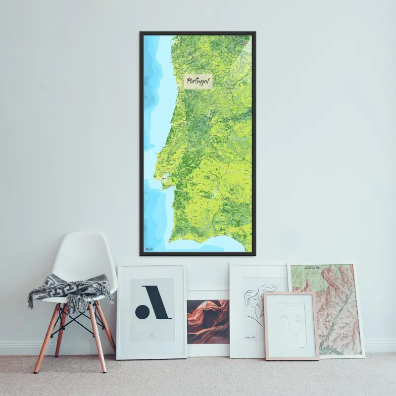 Portugal-Landkarte als Poster im Jalma Design in einer Galerie