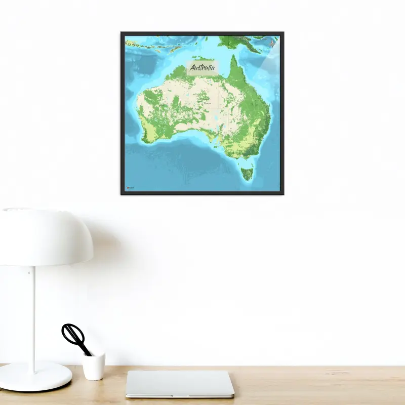 Australien-Landkarte als Poster im Jalma Design in einem Büro