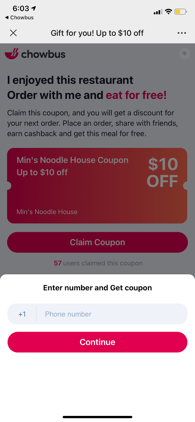 picture of coupon from social sharing