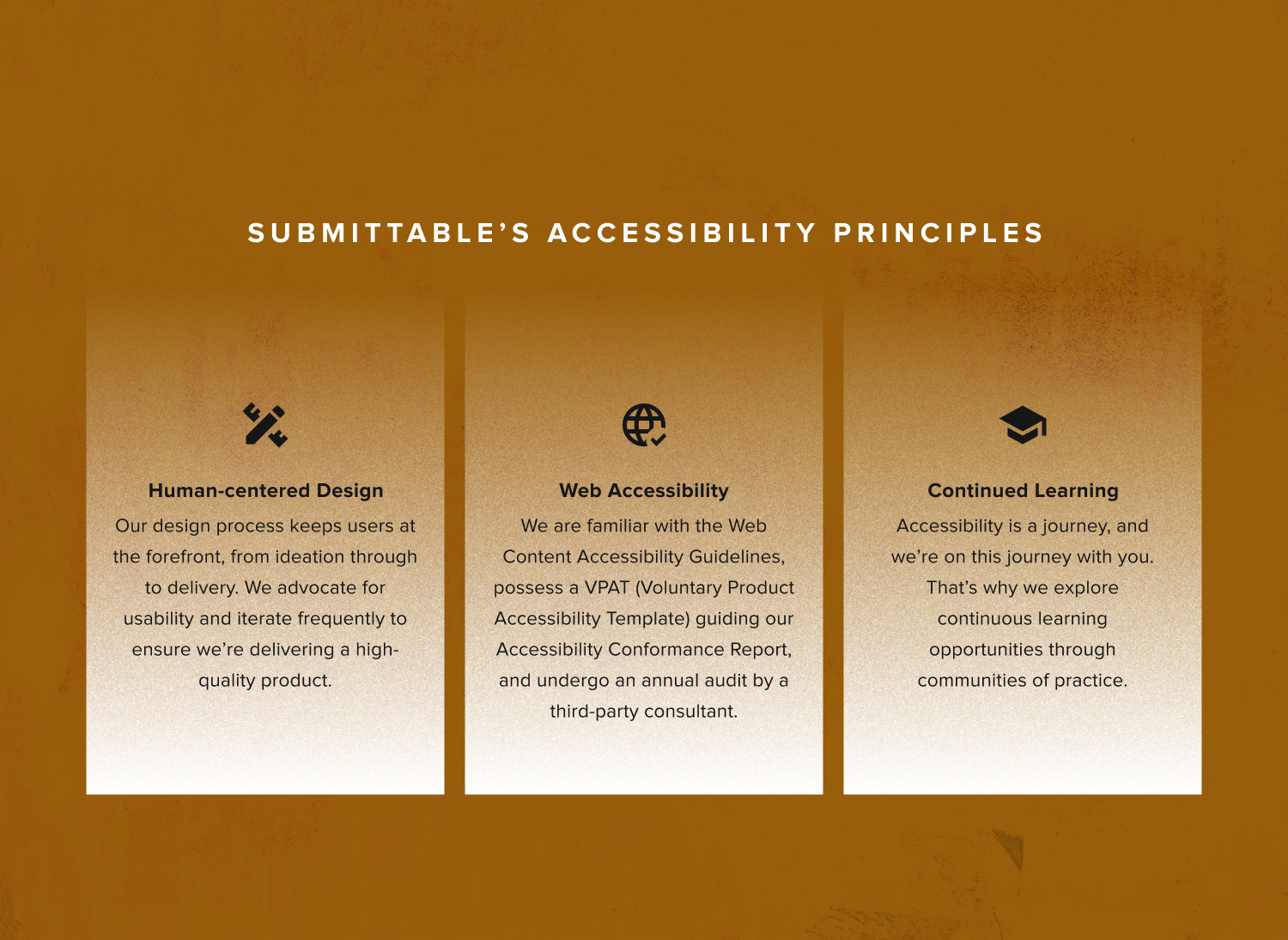 Feature image for the "Submittable’s accessibility principles " section