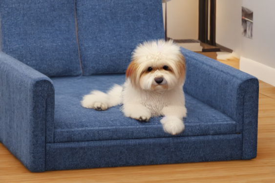 Un perro esperando sentado en el sofá