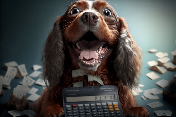 Perro con calculadora