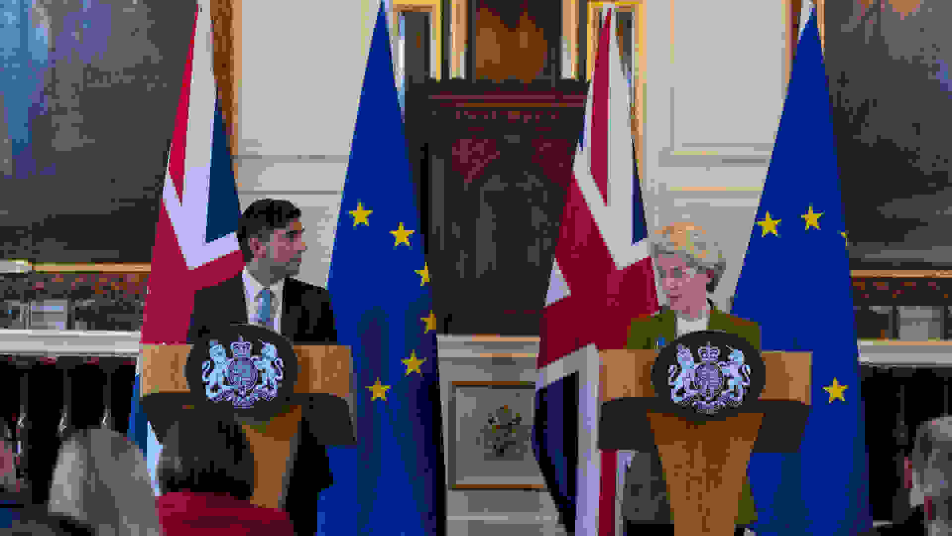 Prime Minister Rishi Sunak holds a joint press conference with the President of the European Commission Ursula von der Leyen in Windsor Guildhall. ©Simon Walker / Number 10