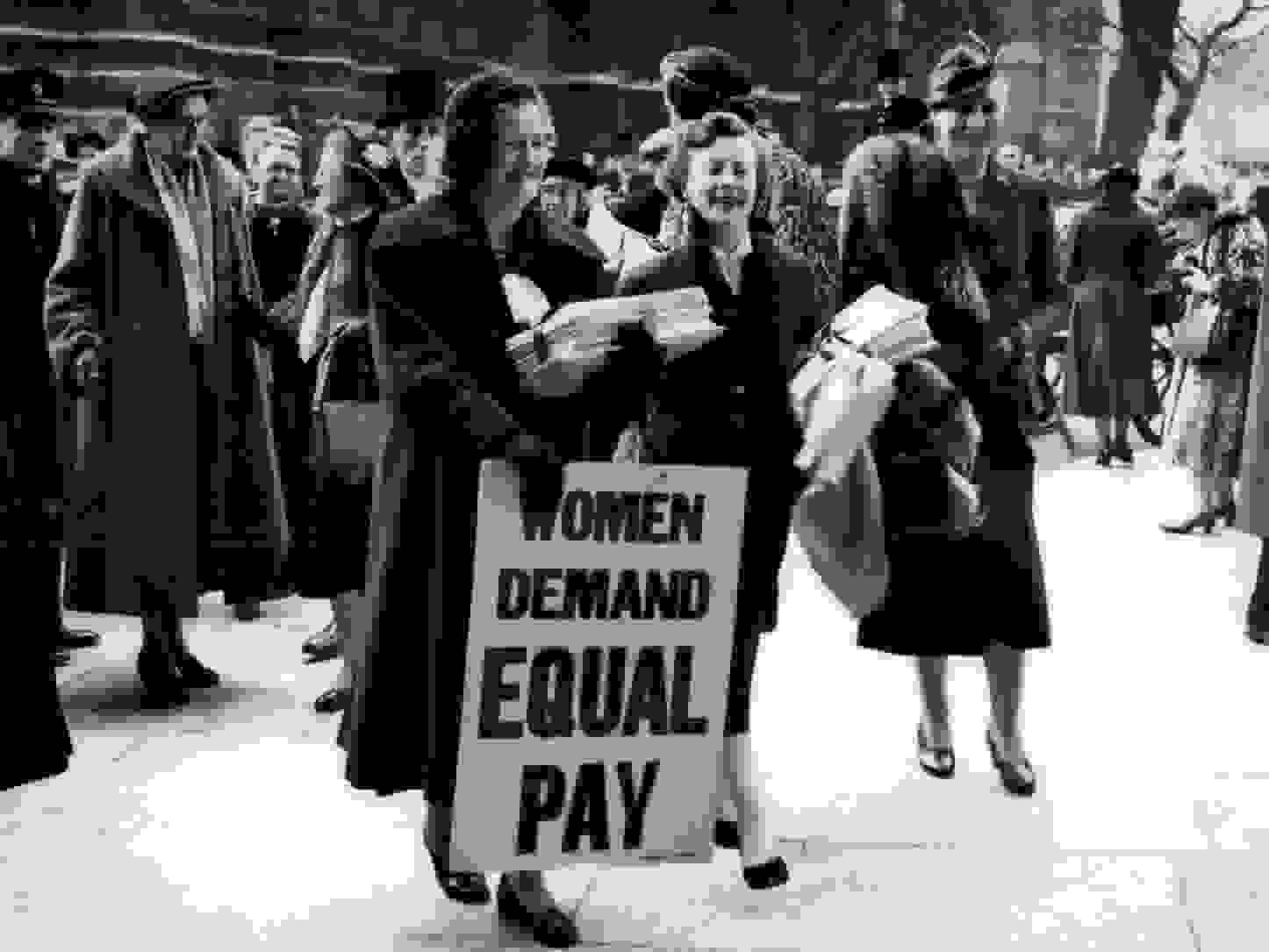 8 March 1954: MPs Irene Ward, Barbara Castle and Edith Summerskill delivering the Equal Pay Campaign Committee petition, with 80,000 signatures, to the House of Commons. © Mary Evans Picture Library