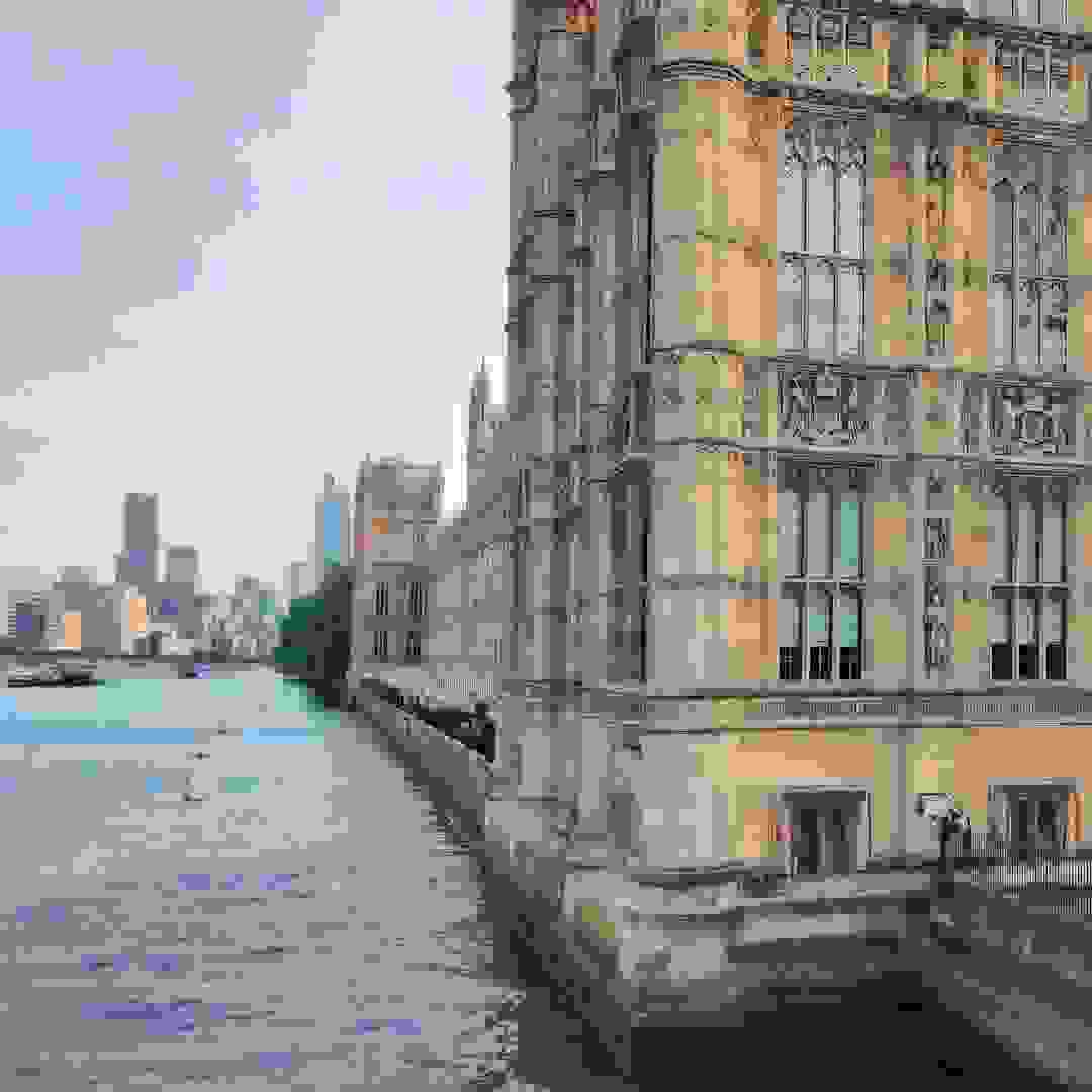 The river terrace and north facade from Westminster Bridge. Image: The river terrace and north facade from Westminster Bridge © Hansard Society / Richard Greenhill