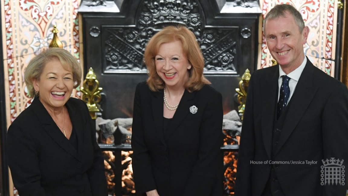 The three Deputy Speakers in the 2019-24 Parliament: Dame Eleanor Laing MP, Dame Rosie Winterton MP, and Nigel Evans MP. ©House of Commons/Jessica Taylor