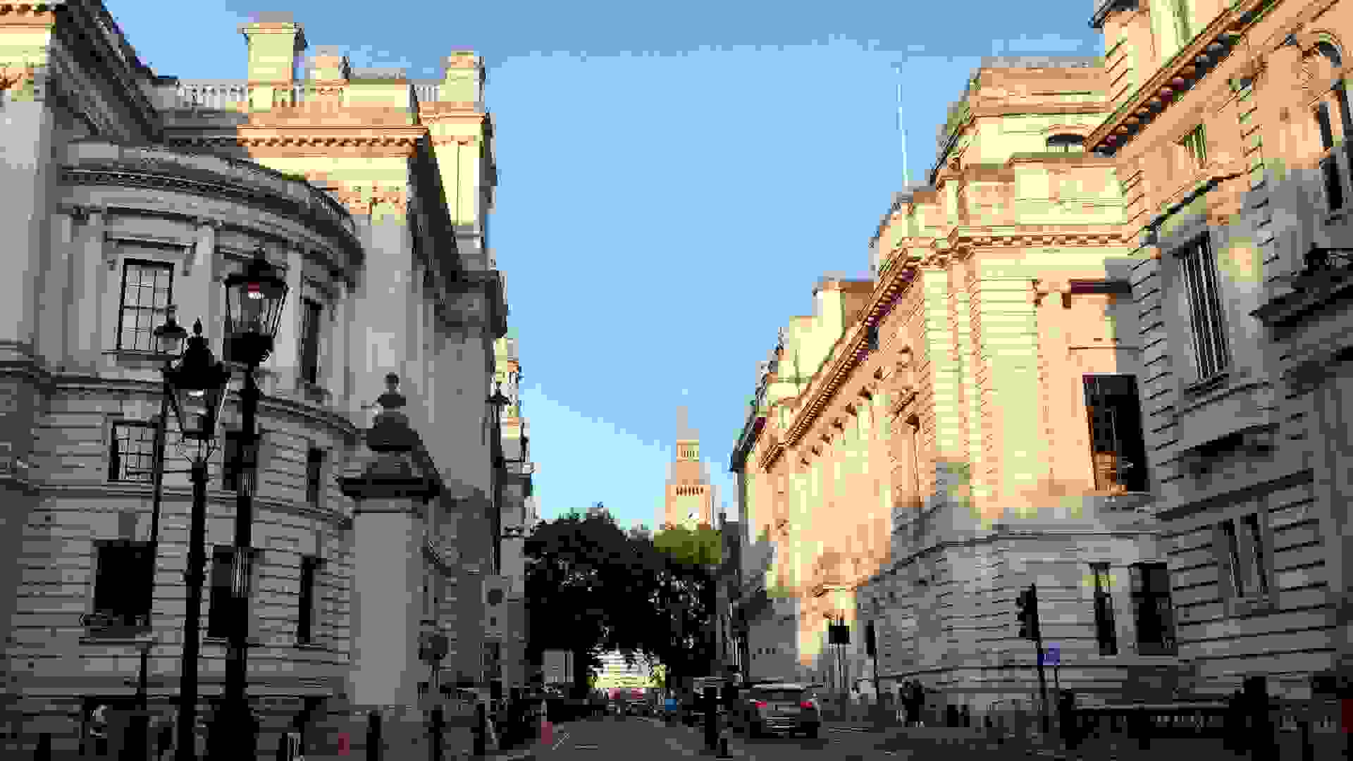 View alongside the Treasury building towards Parliament Square. Image: View alongside the Treasury building towards Parliament Square © Hansard Society / Richard Greenhill