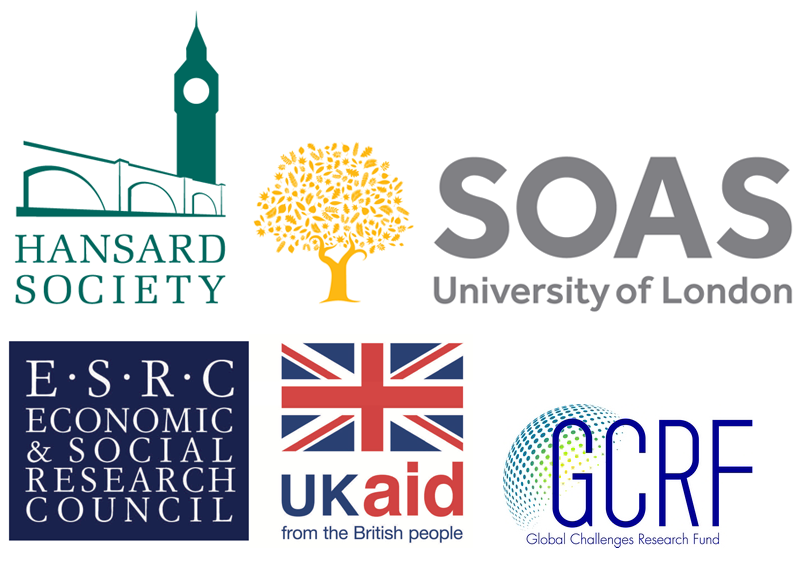 Combined Deepening Democracies logos - Hansard Society, SOAS, ESRC UK Aid, GCRF.