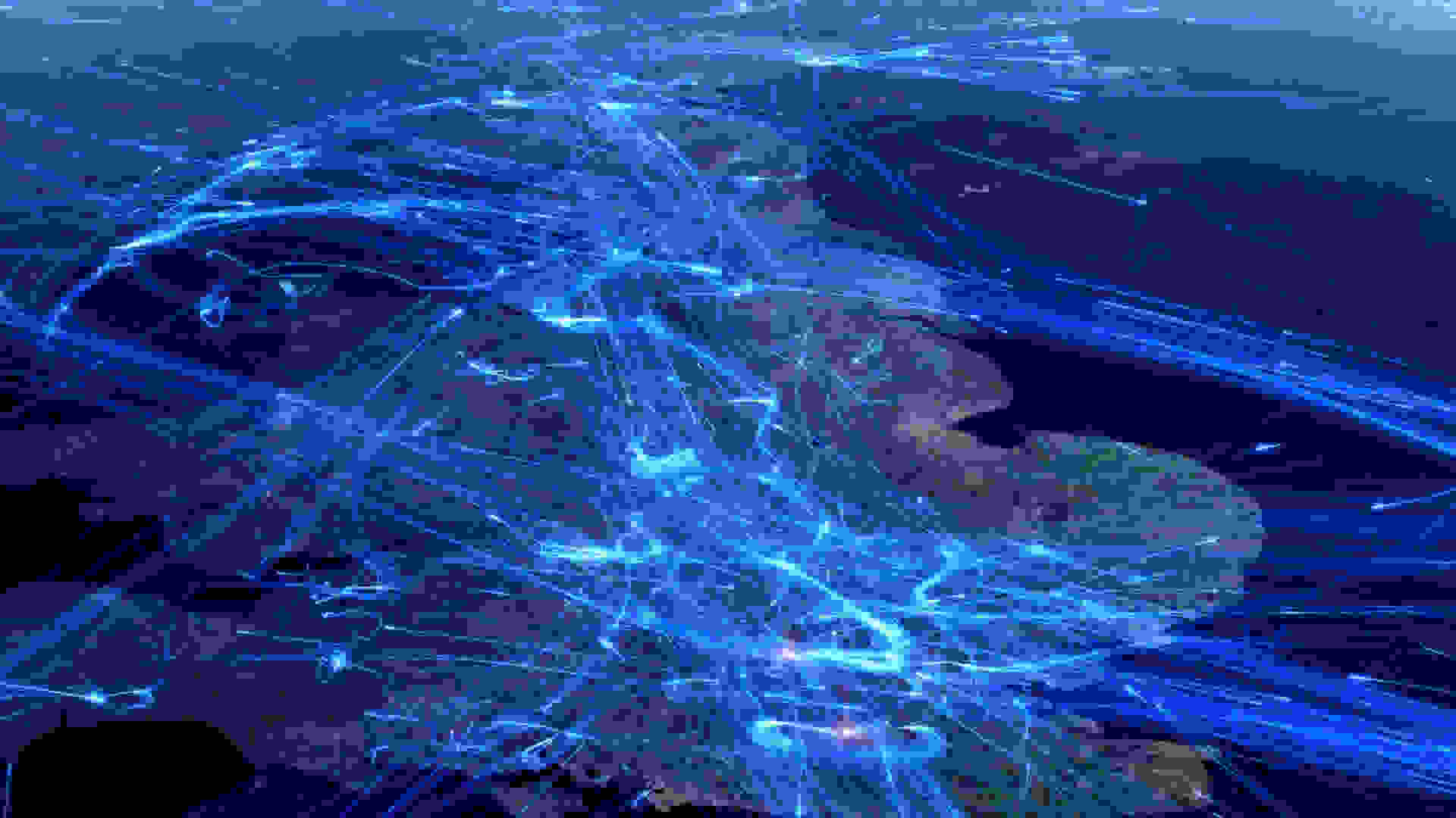 Aerial photo of the United Kingdom showing air traffic lines, depicting a 'political pulse'