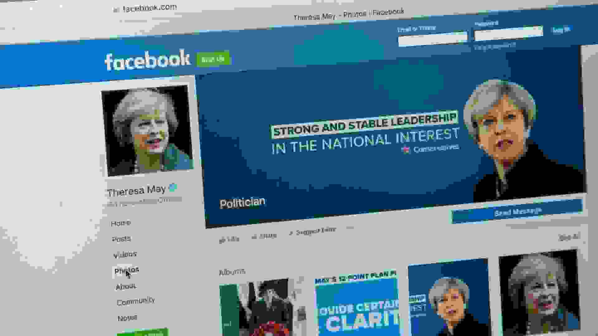 Theresa May's Facebook page 2017. © Alamy / Casimiro