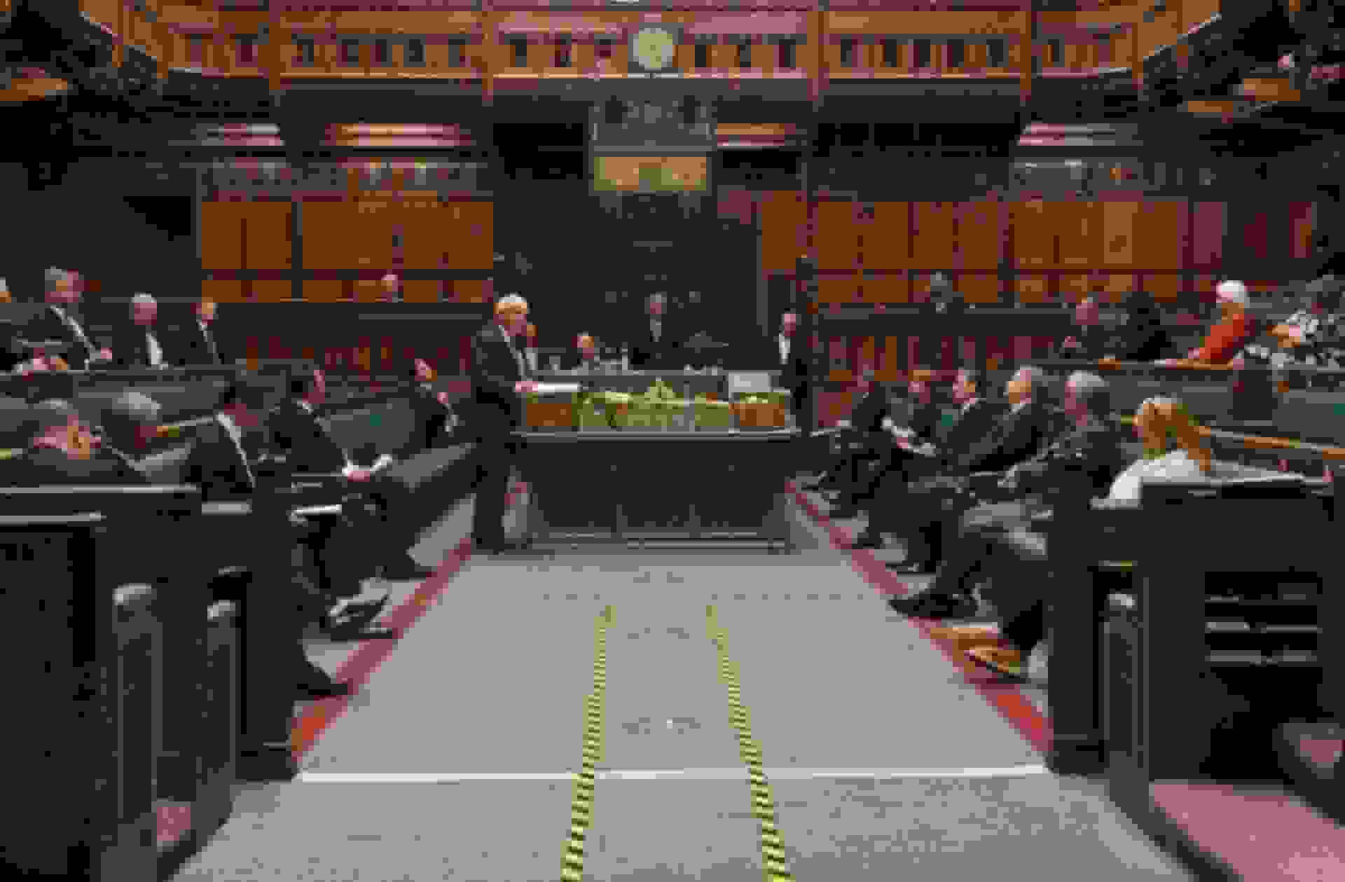 Boris Johnson and Keir Starmer in a socially distanced House of Commons chamber, 23 September 2020. (©UK Parliament / Jessica Taylor)