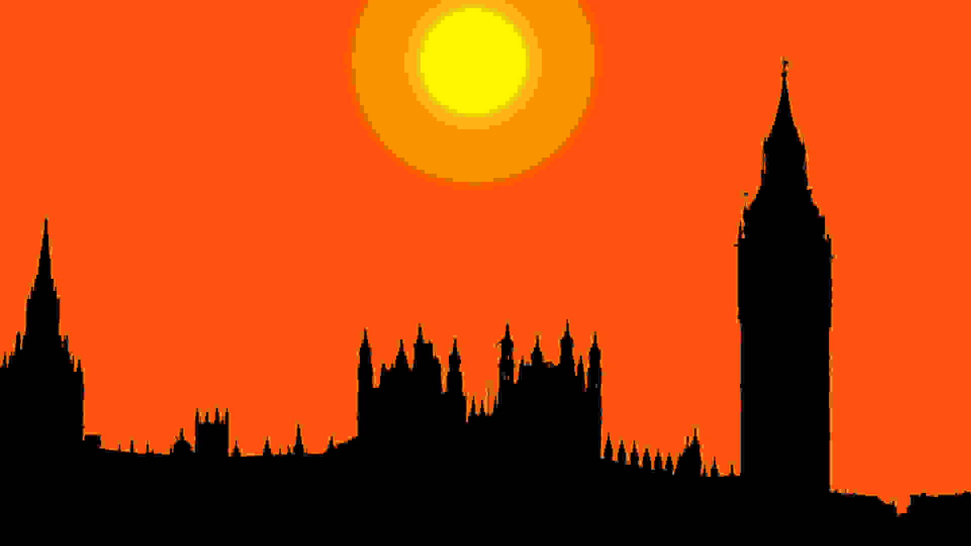 Sunset over Big Ben, Houses of Parliament, Westminster