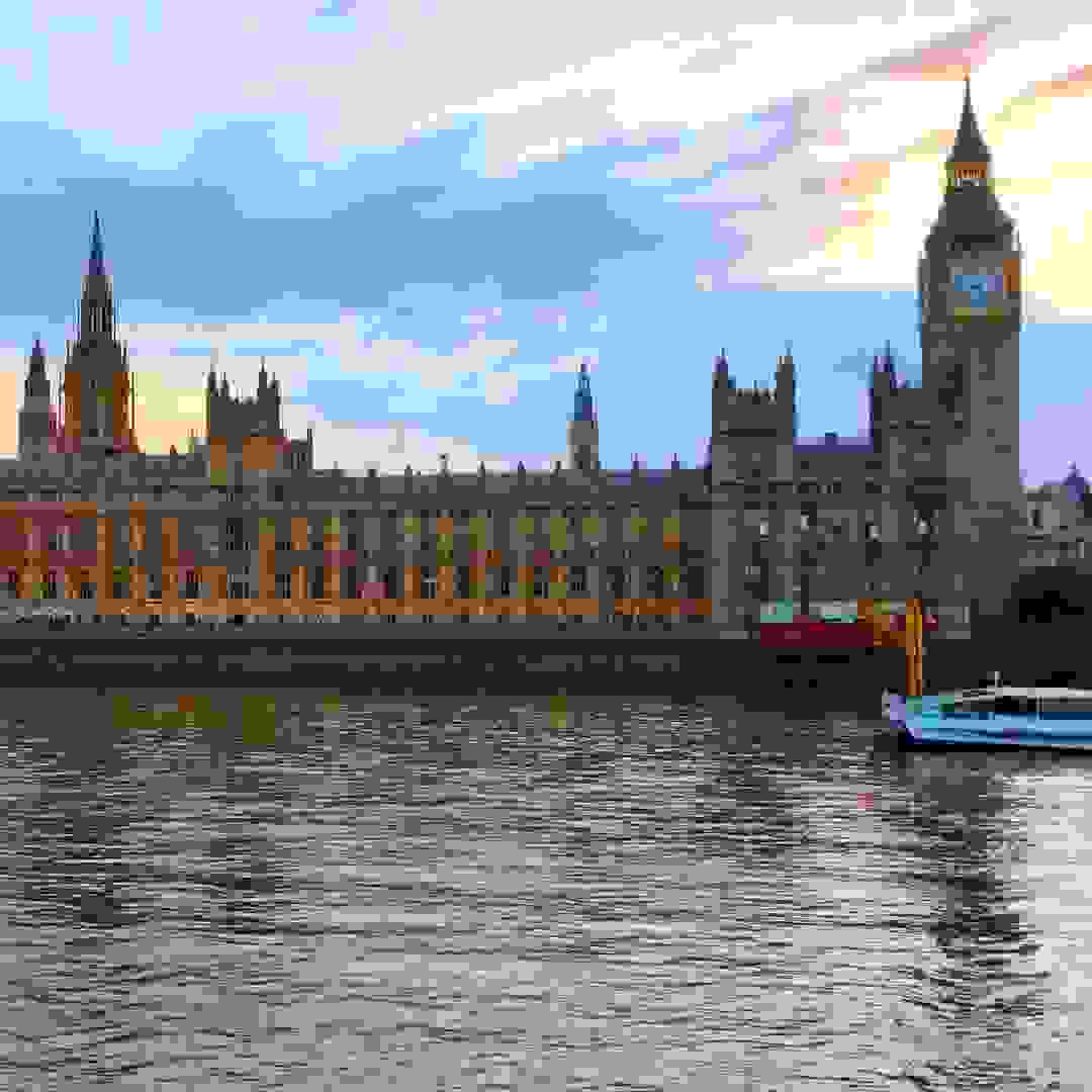 Palace of Westminster river frontage at dusk. Image: Palace of Westminster river frontage at dusk © Hansard Society / Richard Greenhill