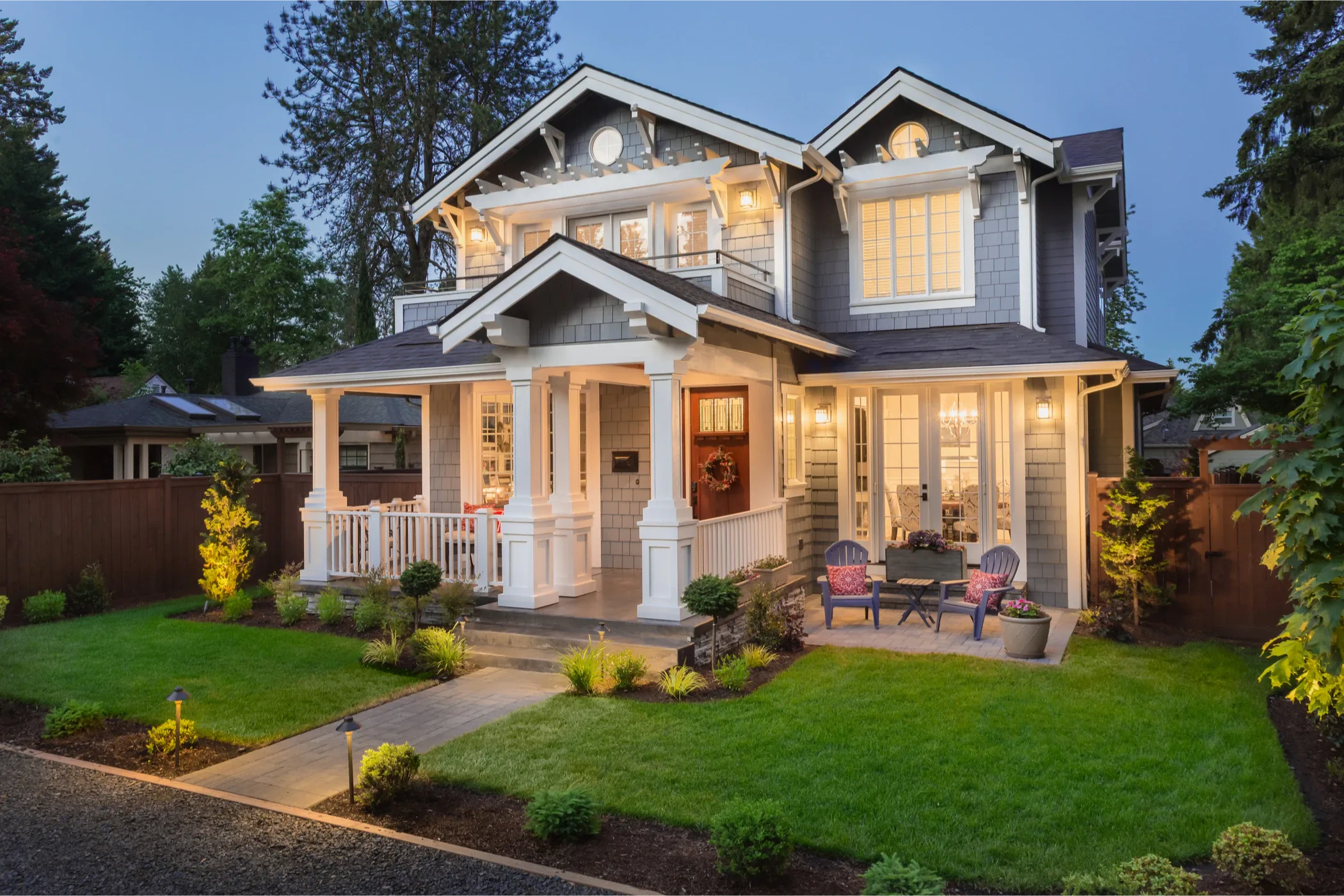 Front of a home with a video doorbell camera helping reduce package theft.