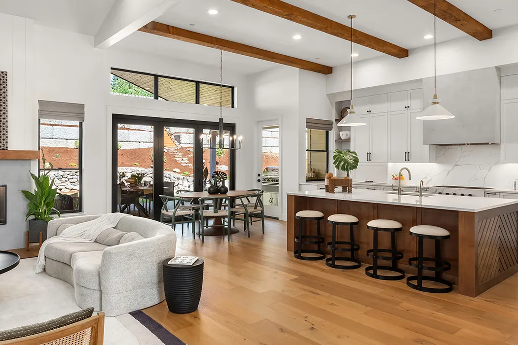 Contemporary living space with large, open concept space
