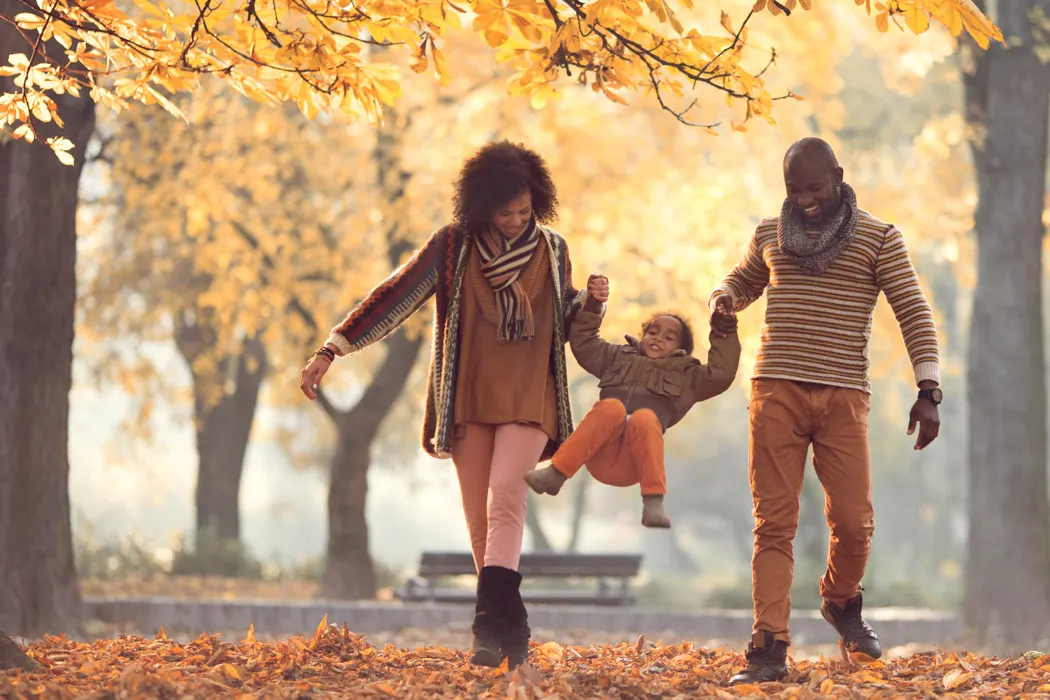 Family enjoying an autumn day outdoors
