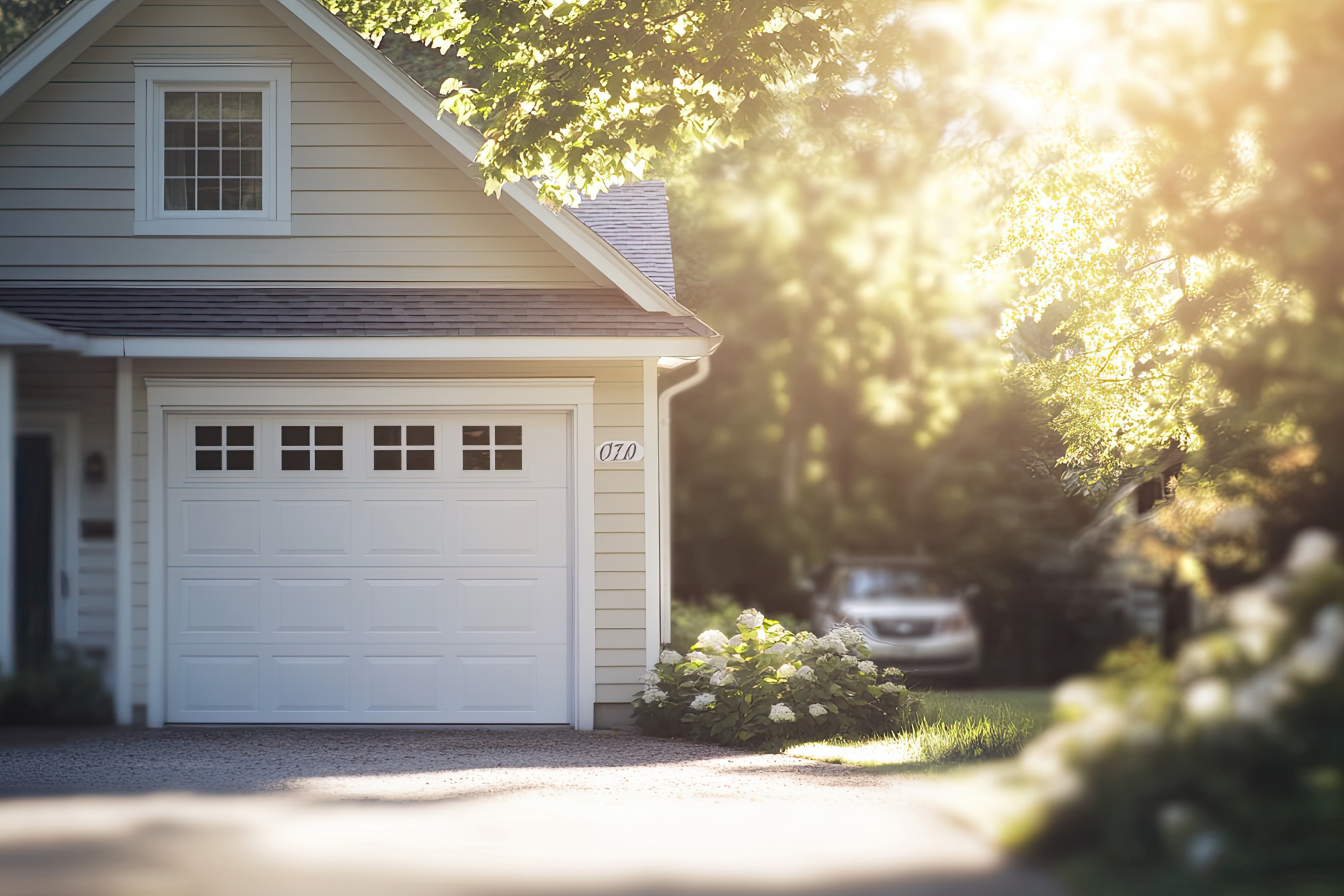 Sunny suburban home exterior in spring, representing a safe and well-maintained home environment.