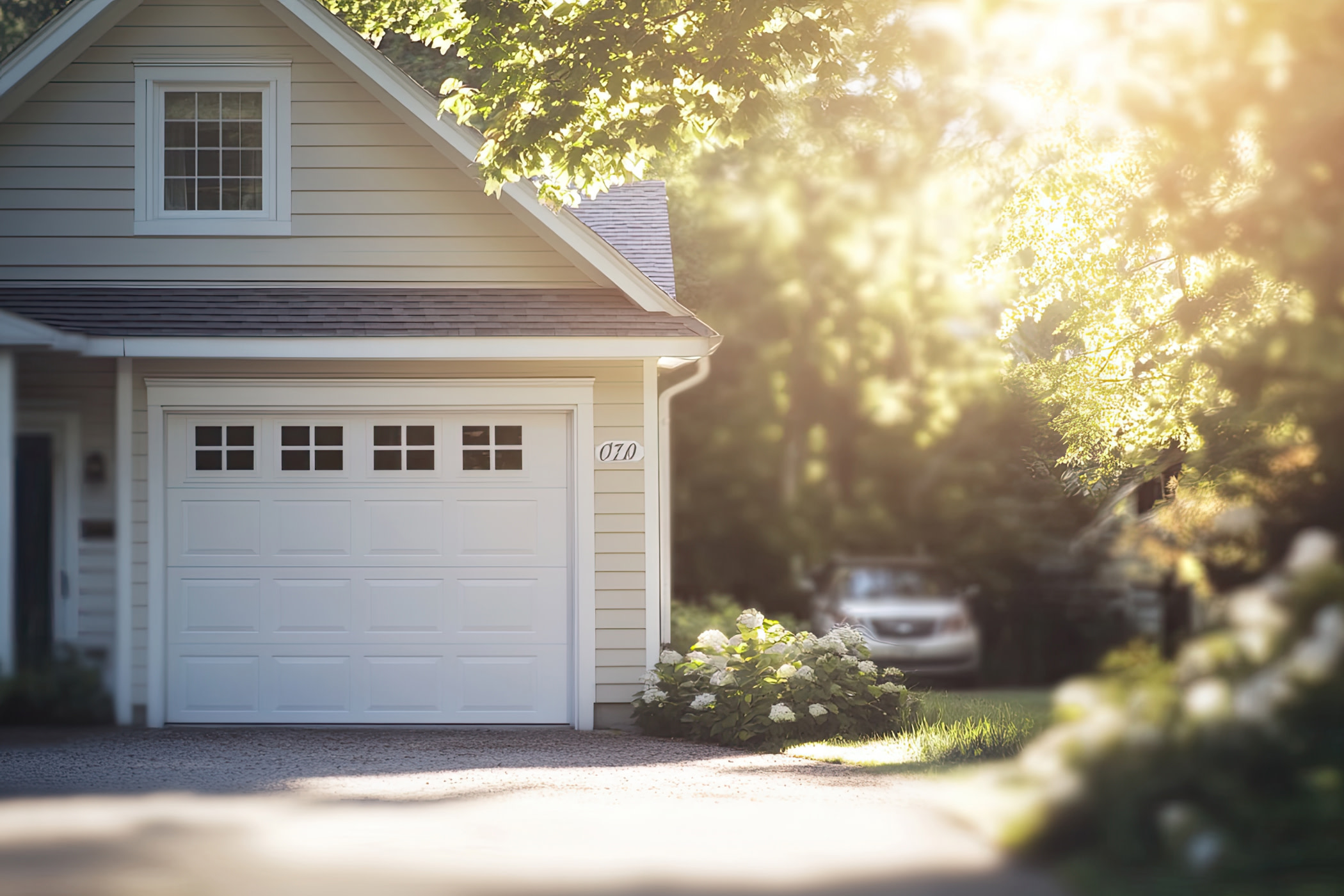 Sunny suburban home exterior in spring, representing a safe and well-maintained home environment.