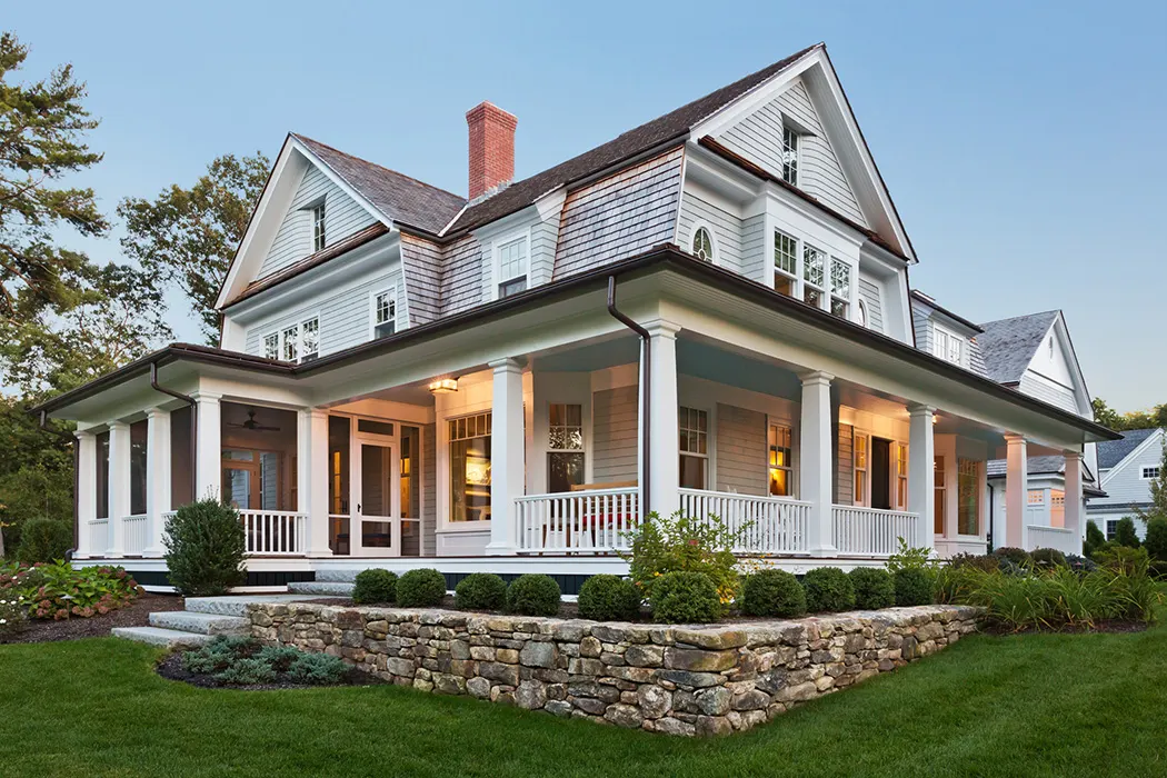 Exterior of house at dusk