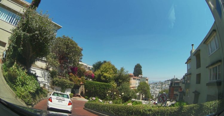 We captured this image with the Hivemapper Dashcam (pictured above) on Lombard Street in San Francisco on August 15th, 2022.