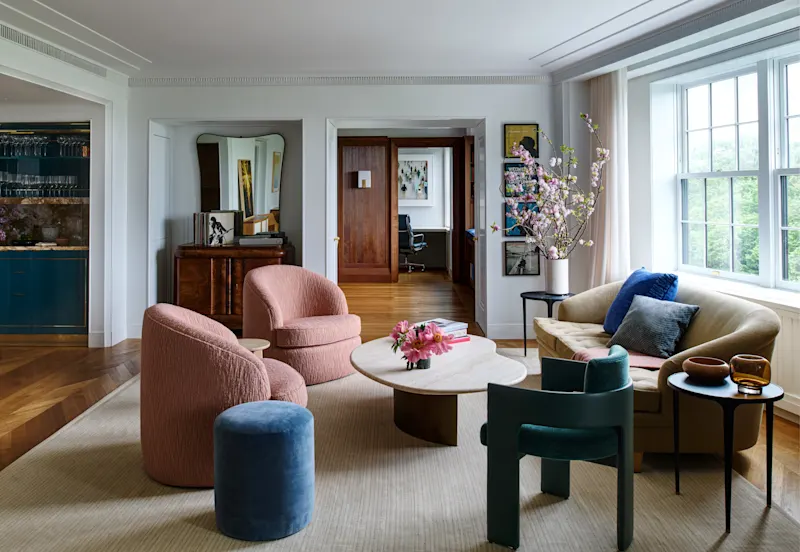 Sunlit living room in Manhattan, New York