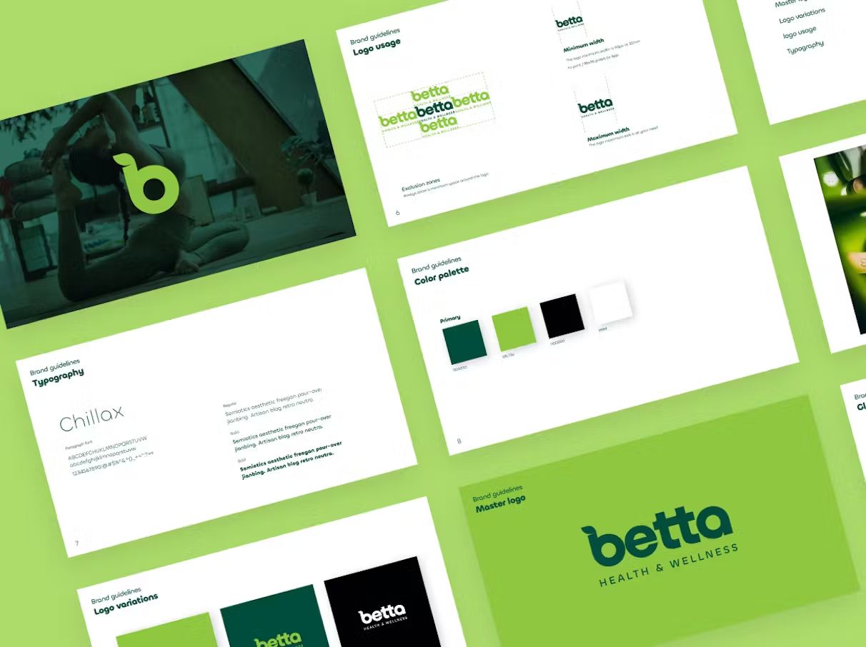 Una guía de marca creada en 99designs para Betta