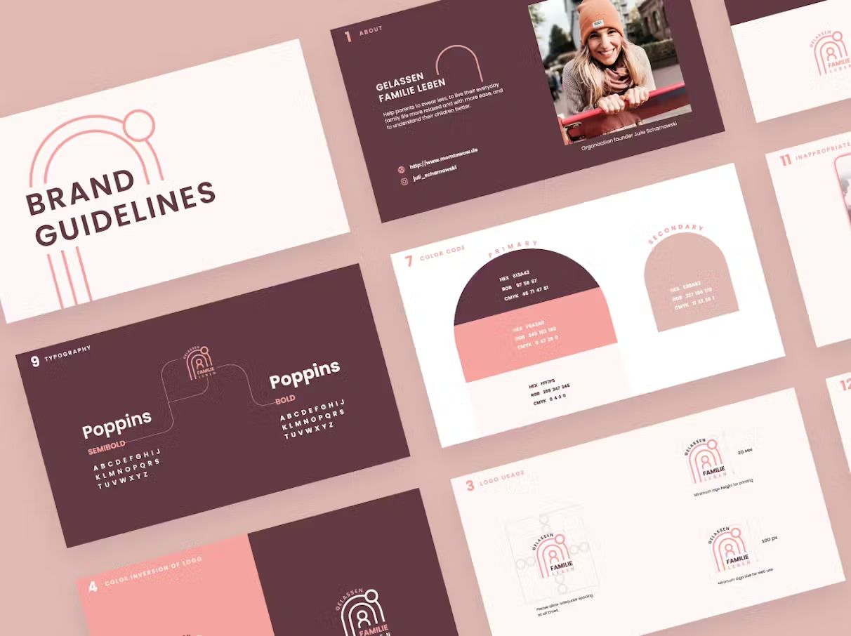 A brand guide created on 99designs for Gelassen Familie Leben
