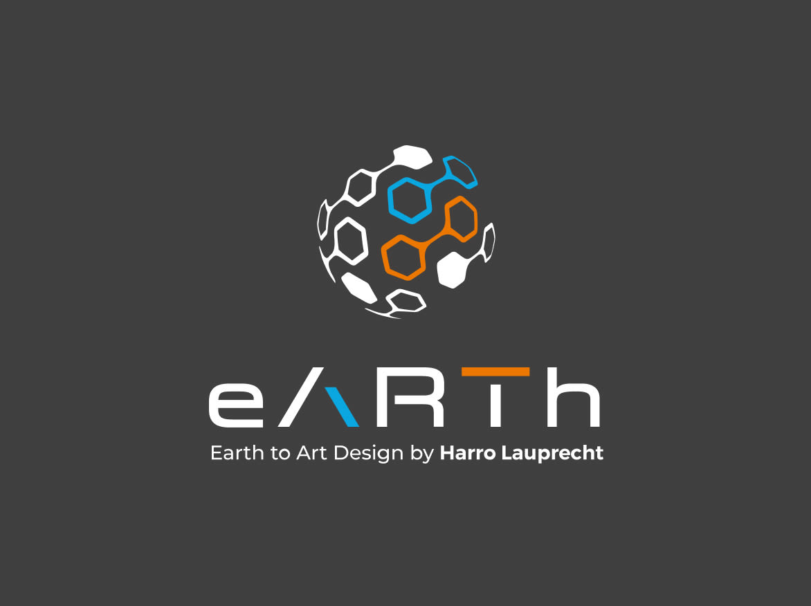 A logo created in a 1-to-1 project for Earth to Art Design by Harro Lauprecht