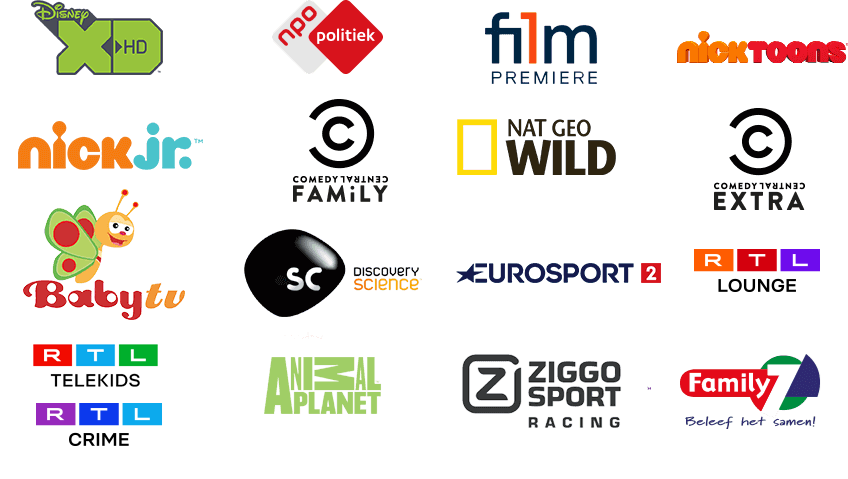 Overzicht met zenders uit extra zenderpakketten