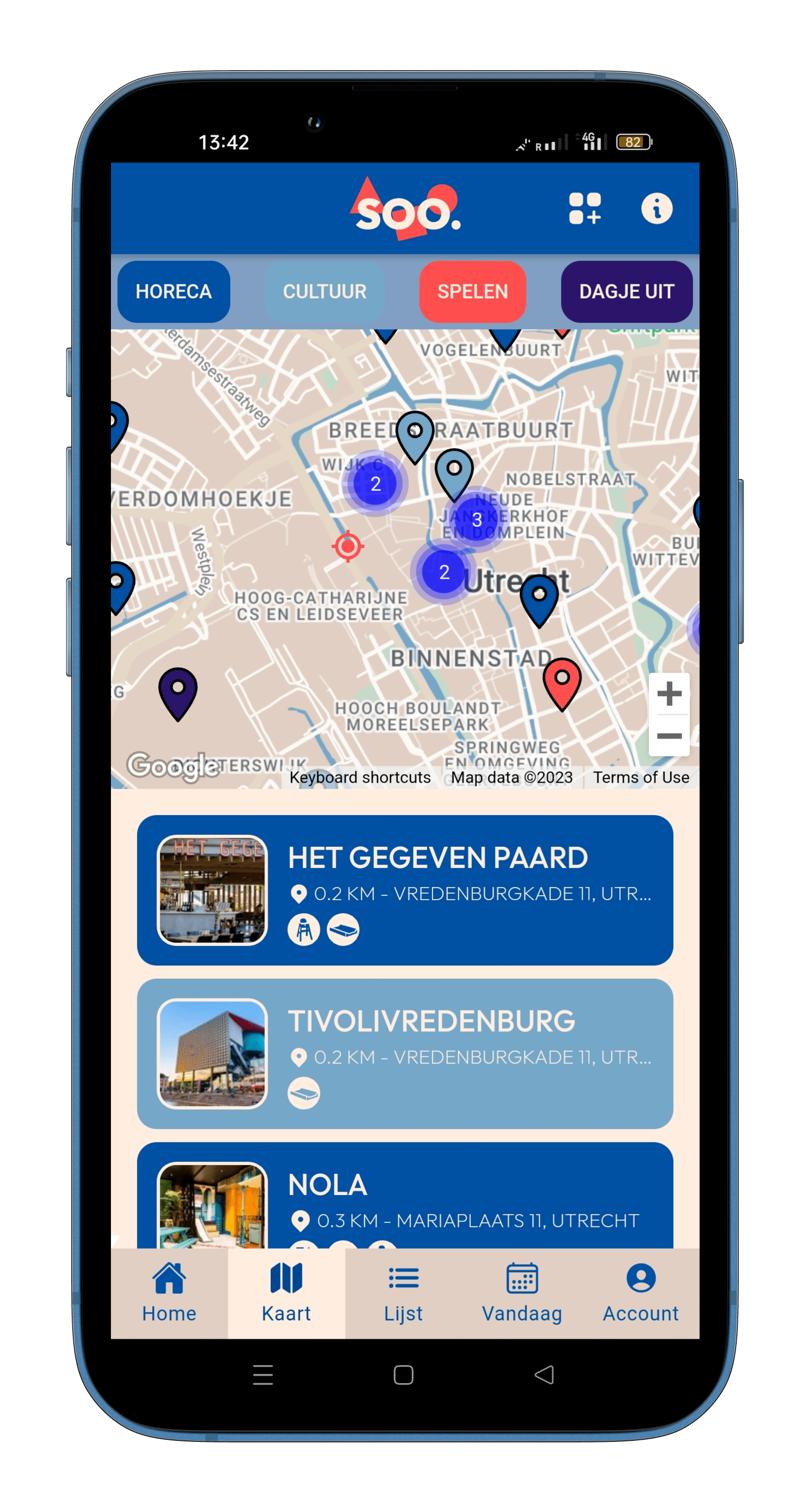 Telefoon met de app SOO