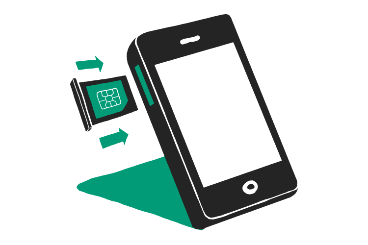 Simkaart in mobiele telefoon steken