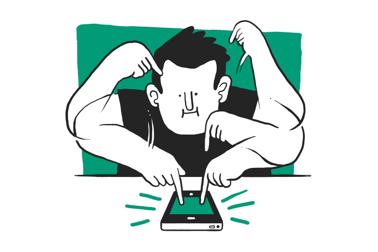Druk typen op telefoon