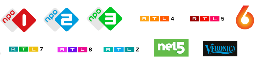 Afbeelding met allerlei logo's van verschillende tv-zenders