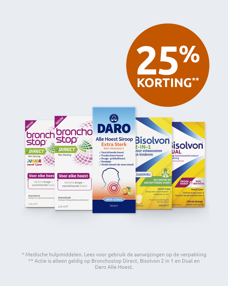 Hoest 25% korting