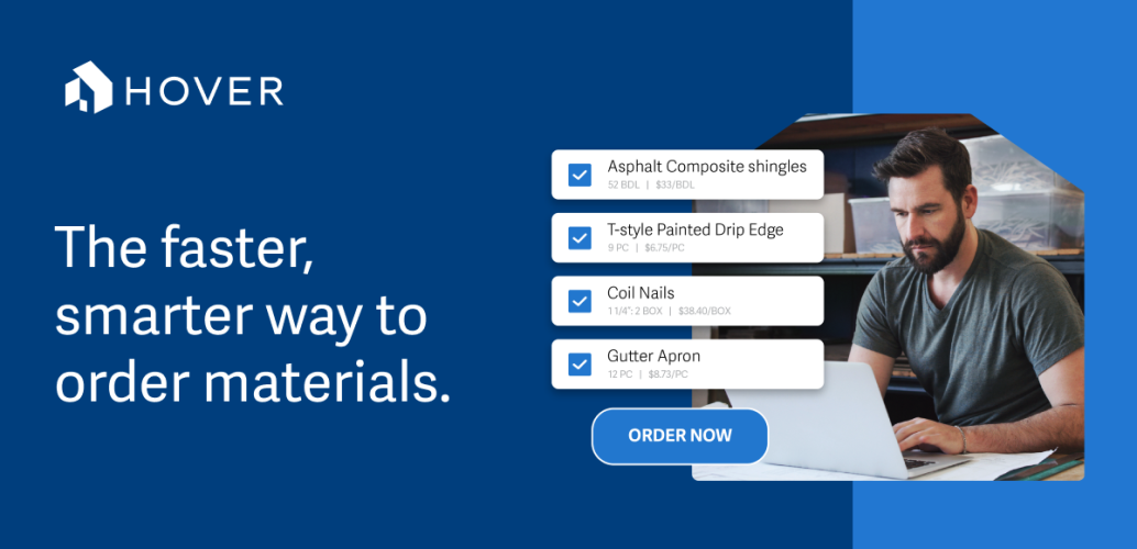 Place Roofing Material Orders Instantly in HOVER with Direct Ordering