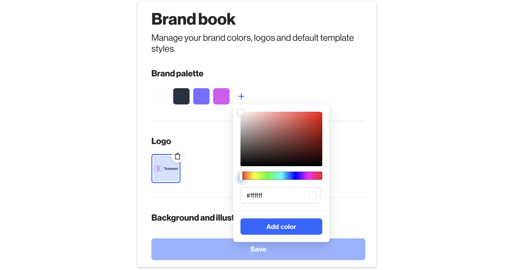 Define your brand palette - Ortto