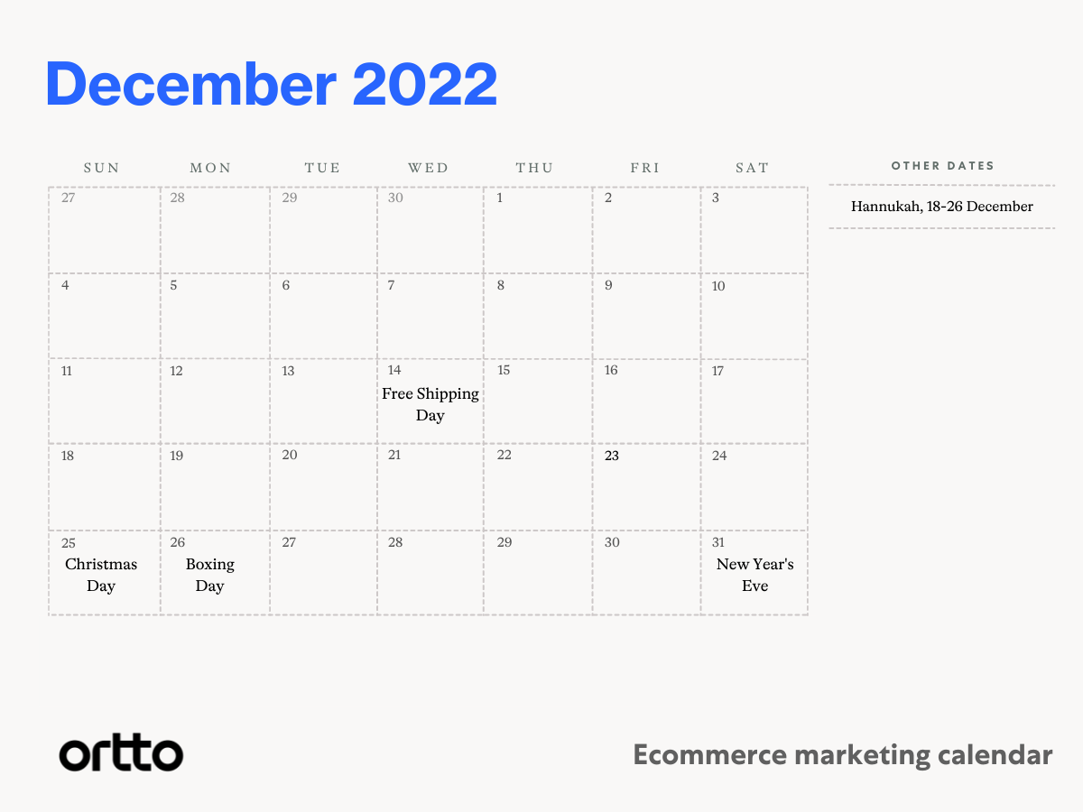 ecommerce marketing calendar 