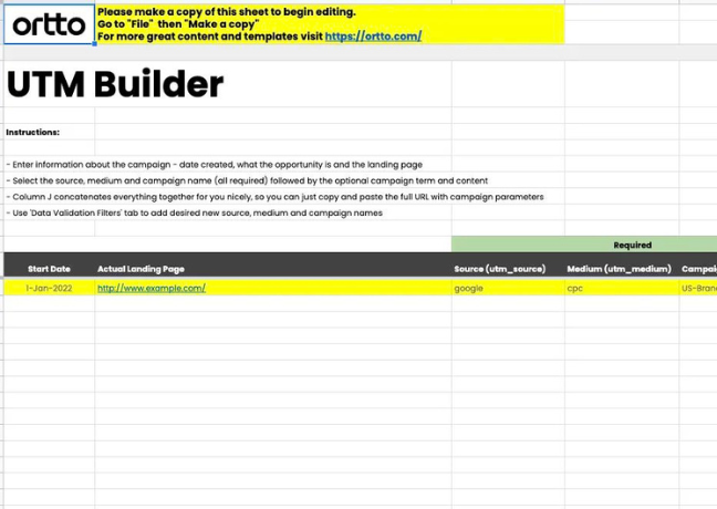 UTM builder template