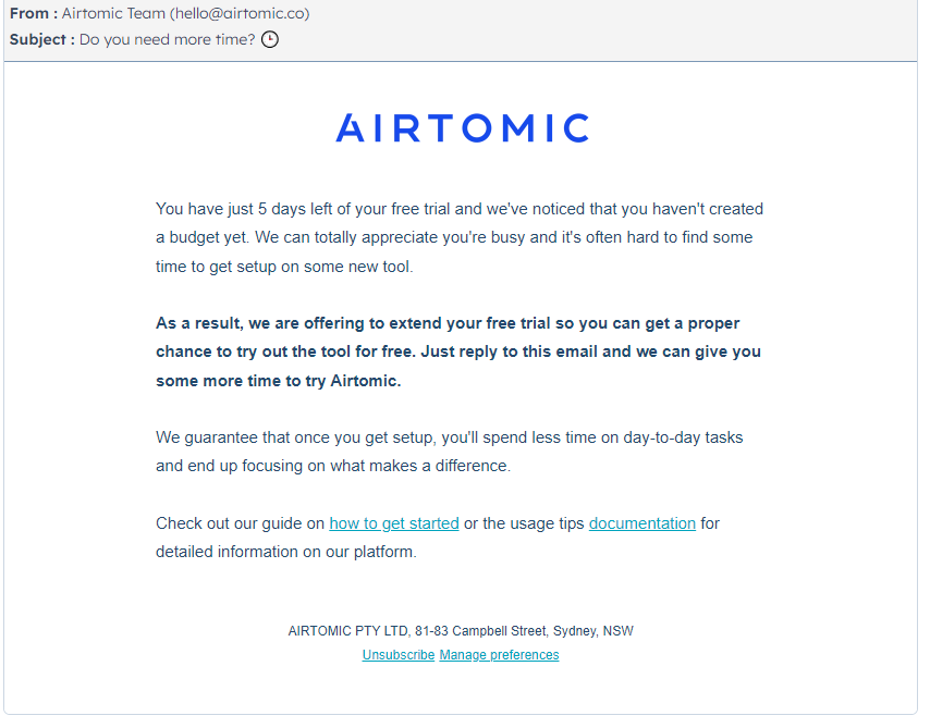 automated email example